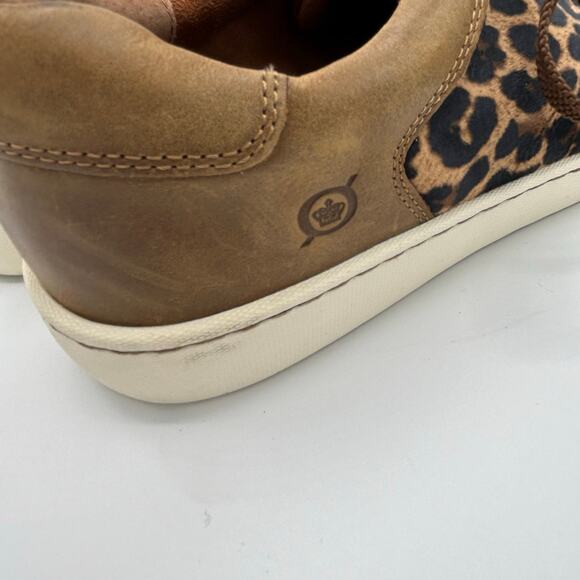 Born Sur Leopard Print Sneakers Women’s 9M Brown Leather Lace‑Up Low Top - Picture 6 of 13
